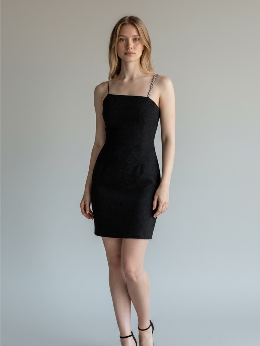 Cop Copine Textured Print Sleeveless Little Black Cocktail Dress EU 36 S Whitchy